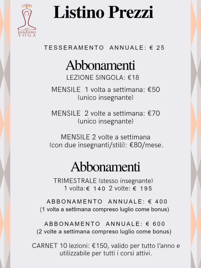 LISTINO PREZZI CORSI